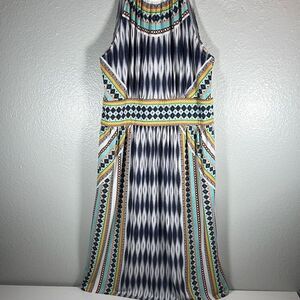 London Times Round Neck Sleeveless Asymmetrical Dress. Multicolored. Size 6
